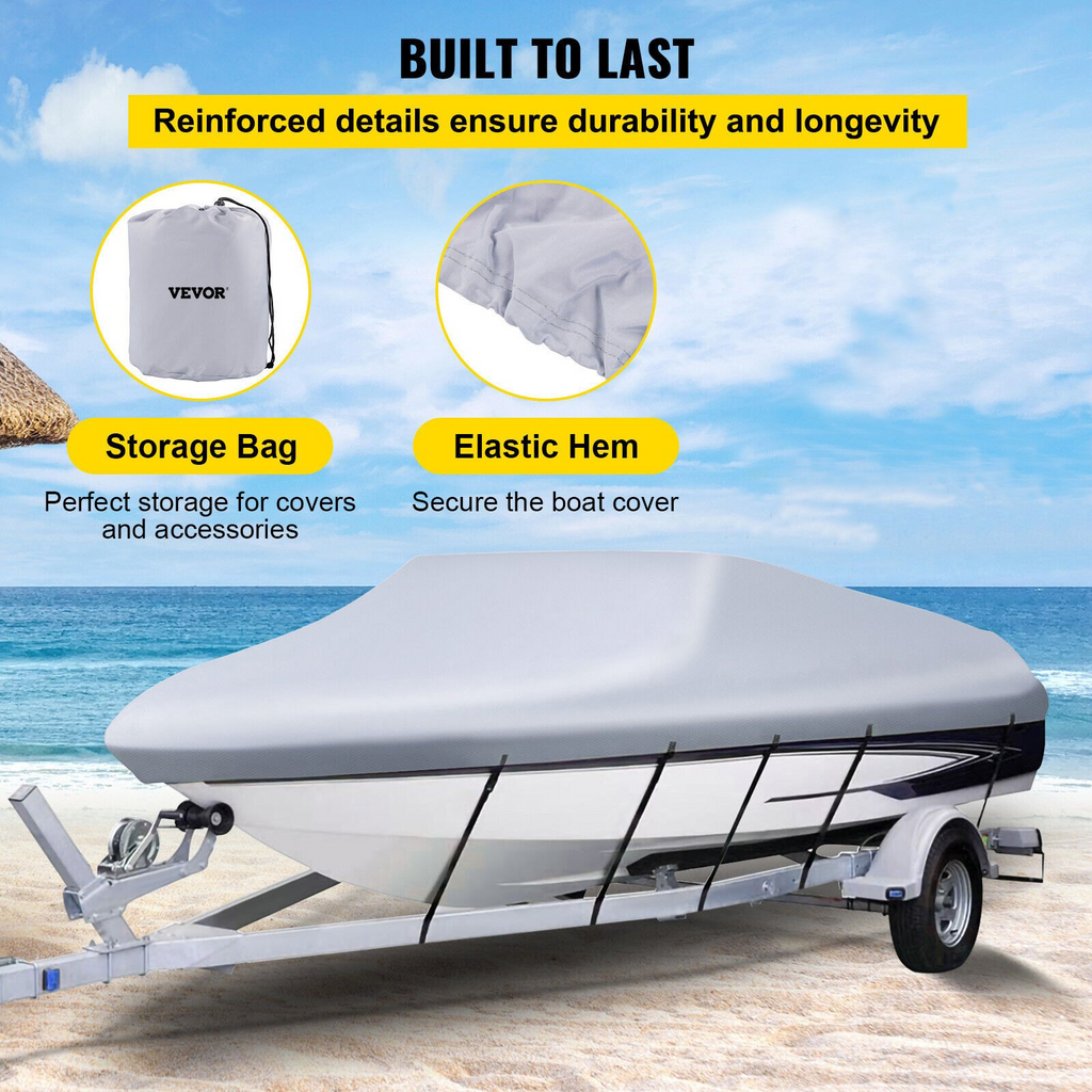 Funda impermeable para barco cubierta para barco remolcable de 20 a 22 pies ancho de viga de hasta 106"