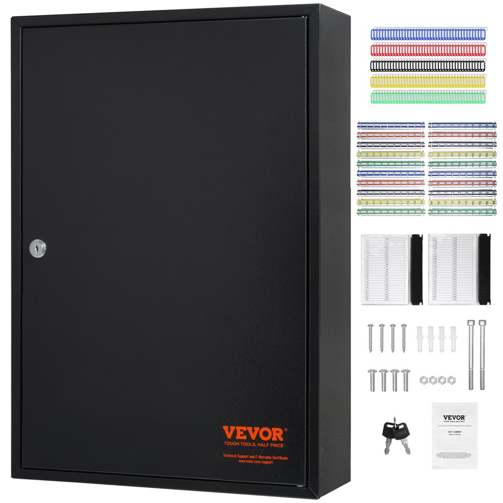 Armario para 200 llaves caja de seguridad con estantes ajustables con 200 etiquetas de llaves de colores y 4 tarjetas de registro
