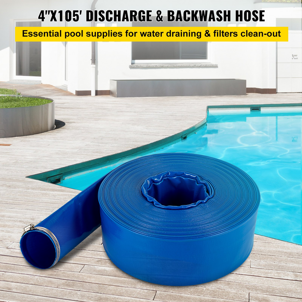 Manguera de descarga VEVOR 4" x 105' plana de PVC