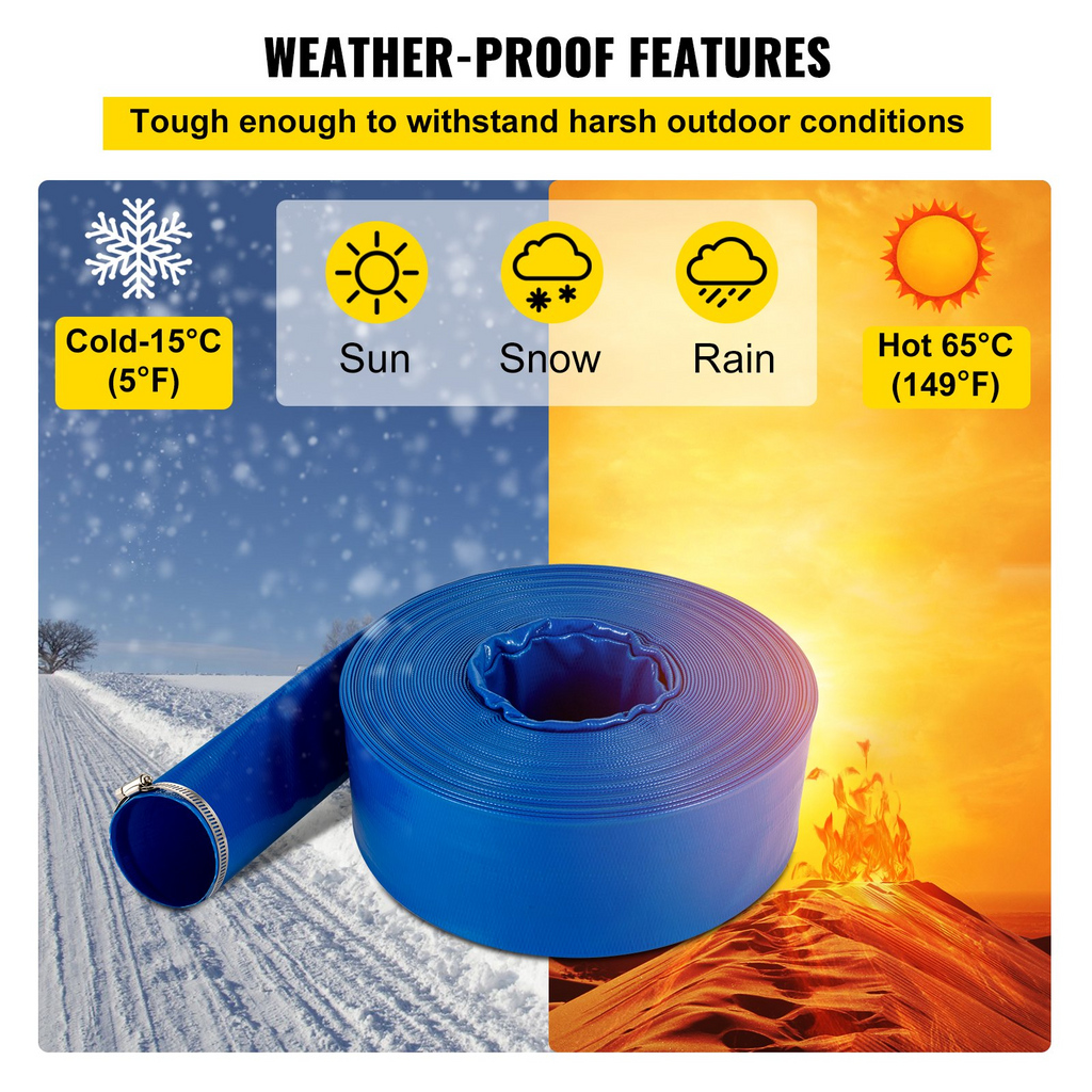 Manguera de descarga VEVOR 4" x 105' plana de PVC