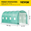 Invernadero de túnel portátil VEVOR de 15 x 7 x 7 pies con aros de acero galvanizado 1 viga superior 8 ventanas enrollables
