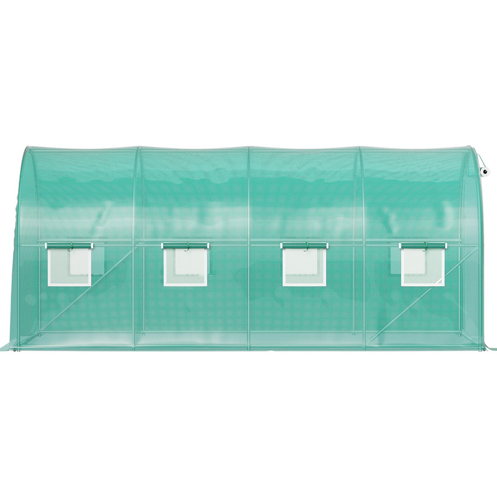 Invernadero de túnel portátil VEVOR de 15 x 7 x 7 pies con aros de acero galvanizado 1 viga superior 8 ventanas enrollables