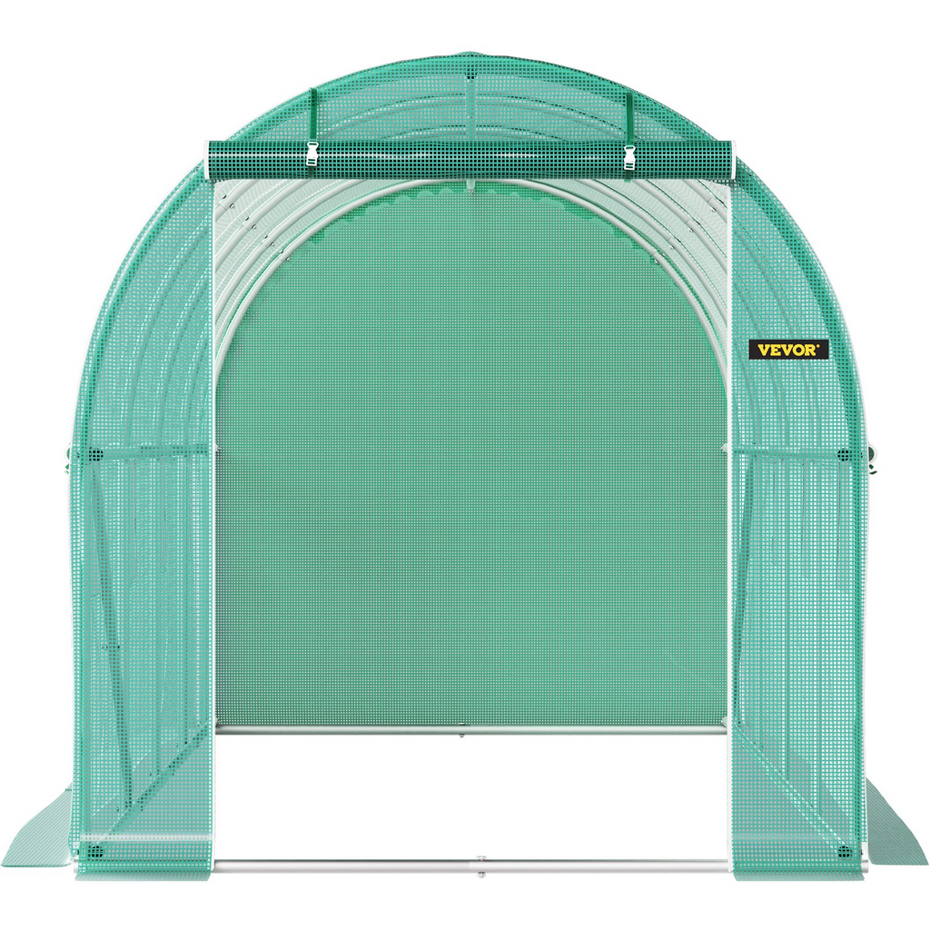 Invernadero de túnel portátil VEVOR de 15 x 7 x 7 pies con aros de acero galvanizado 1 viga superior 8 ventanas enrollables