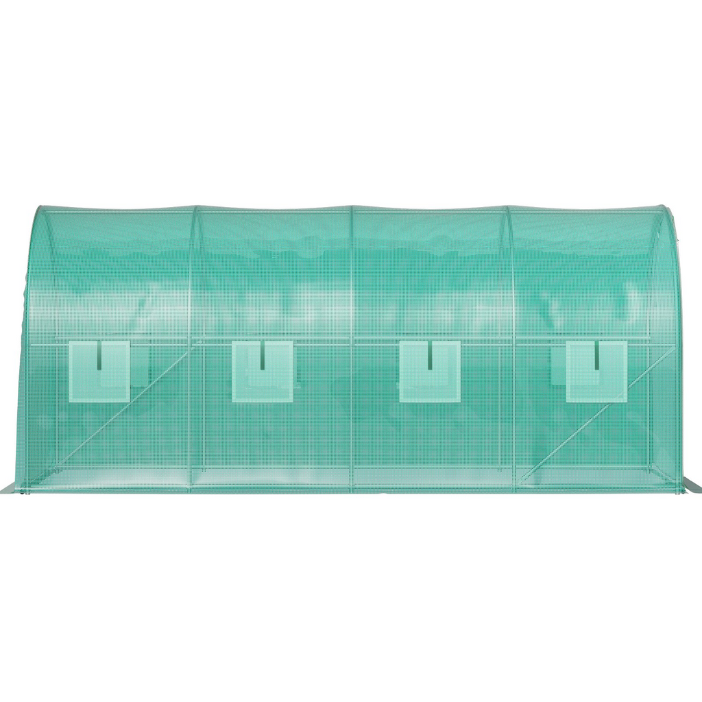 Invernadero de túnel portátil VEVOR de 15 x 7 x 7 pies con aros de acero galvanizado 1 viga superior 8 ventanas enrollables