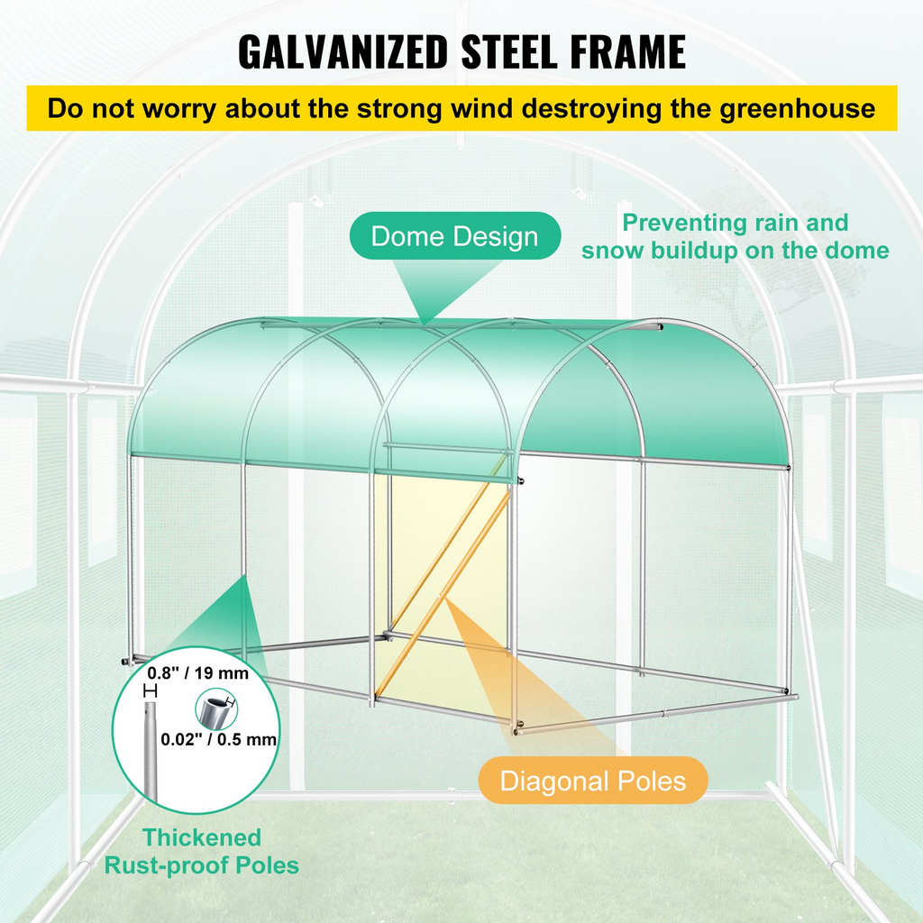 Invernadero de túnel portátil VEVOR de 12 x 7 x 7 pies con aros de acero galvanizado
