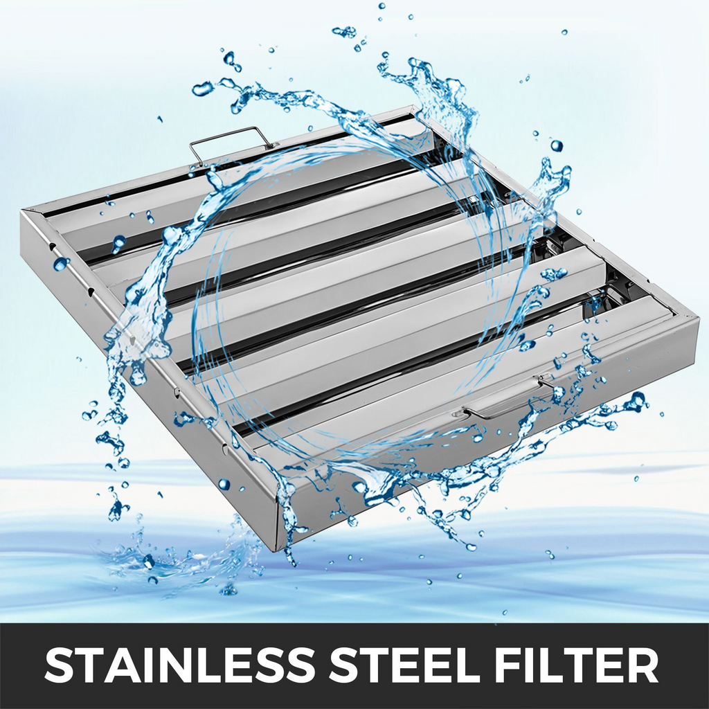 VEVOR Paquete de 6 filtros para campana extractora de acero inoxidable 430 de 4 ranuras 19,5 de ancho x 24,5 de alto