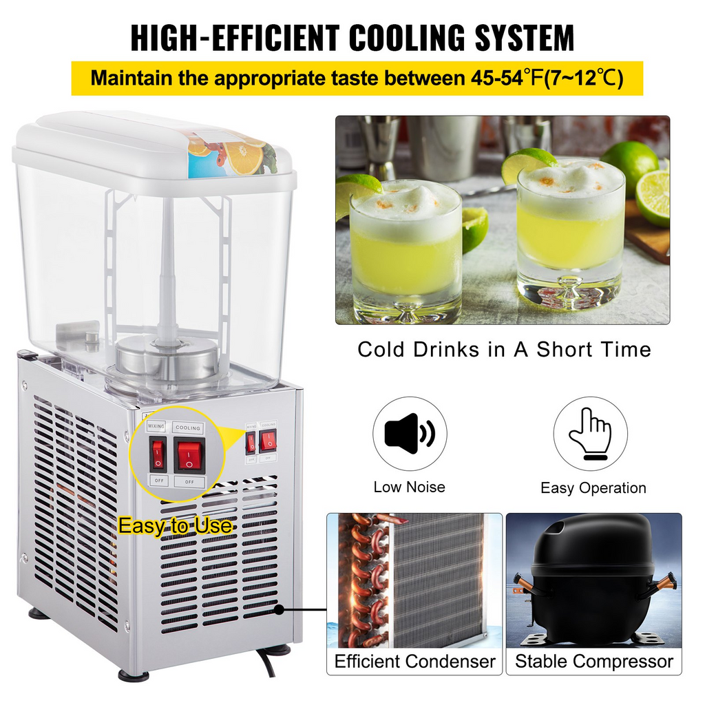 Dispensador de bebidas comerciales VEVOR de 1 tanque de 4,8 galones 200 W