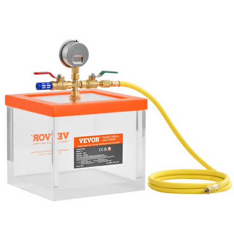 Cámara de vacío VEVOR de 2 galones, cámara de desgasificación al vacío de acrílico multipropósito mejorada, cámara de vacío transparente, para desgasificación de resina JH2