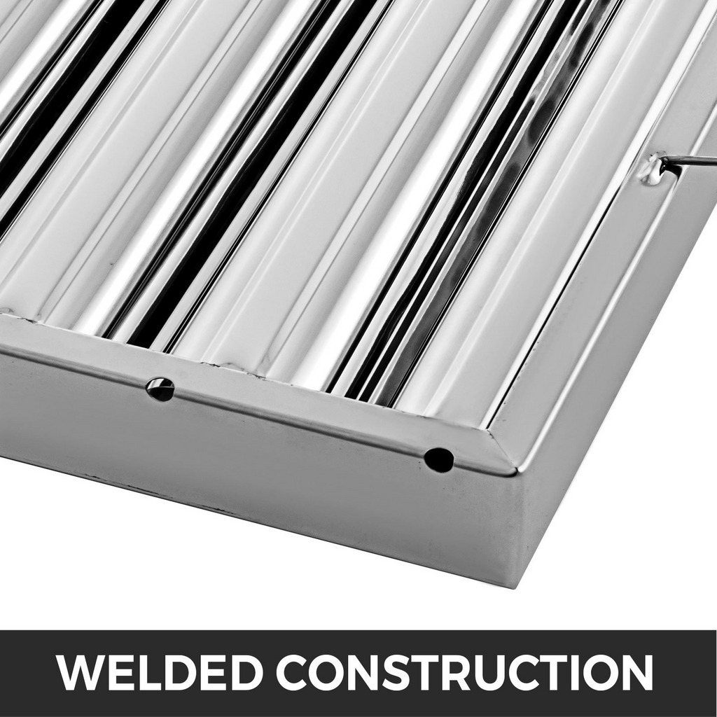 VEVOR Paquete de 6 filtros para campana extractora de acero inoxidable 430 de 19,5 x 15,5 pulgadas 5 ranuras