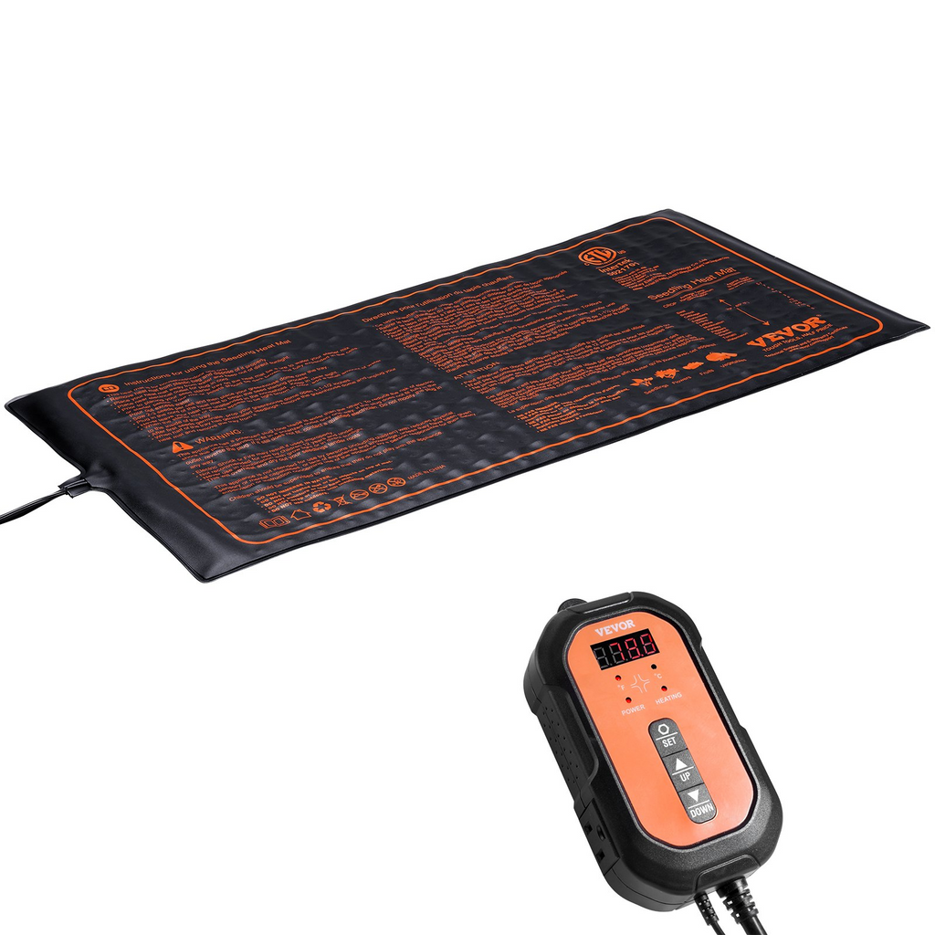 VEVOR - Juego combinado de alfombrilla térmica para plántulas de 10" x 20,75" con termostato digital