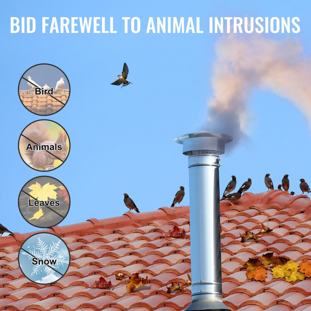 VEVOR - Tapa de chimenea de acero inoxidable de 6 pulgadas tapas aumentadas de 11,81 pulgadas