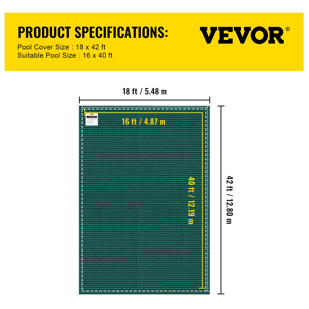 VEVOR - Cubierta de seguridad para piscinas de 16 x 40 pies