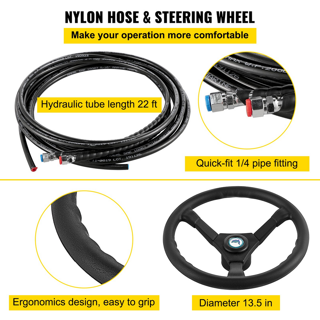 Kit de dirección hidráulica para fueraborda VEVOR de 300 HP