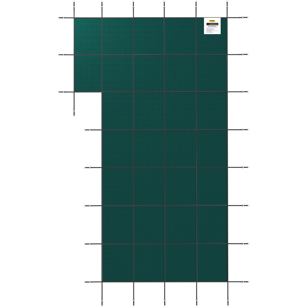 Cubierta de seguridad para piscina de 20 pies x 38 pies con escalón derecho triple costura