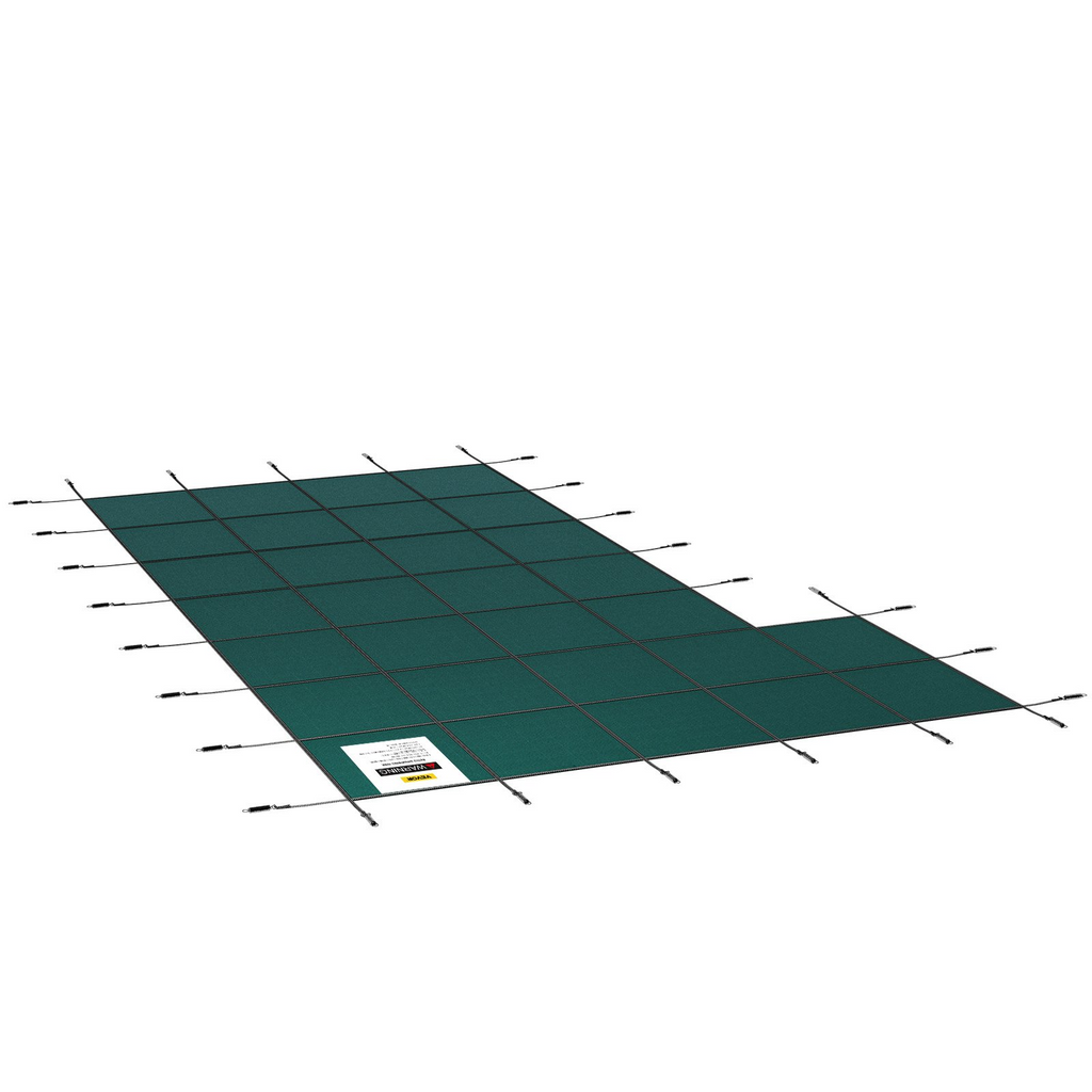 Cubierta de seguridad para piscina de 20 pies x 38 pies con escalón derecho triple costura
