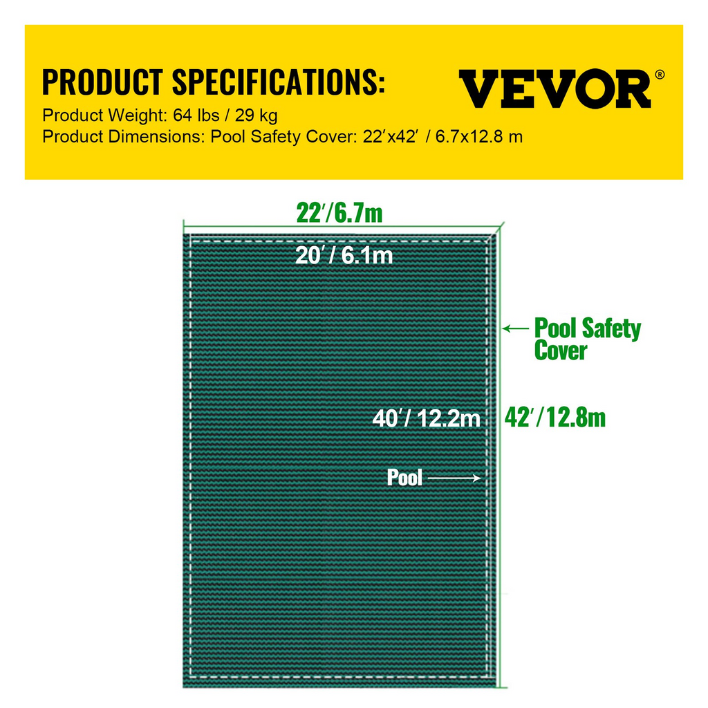 VEVOR - Cubierta de seguridad para piscinas rectangulares de 20 x 40 pies