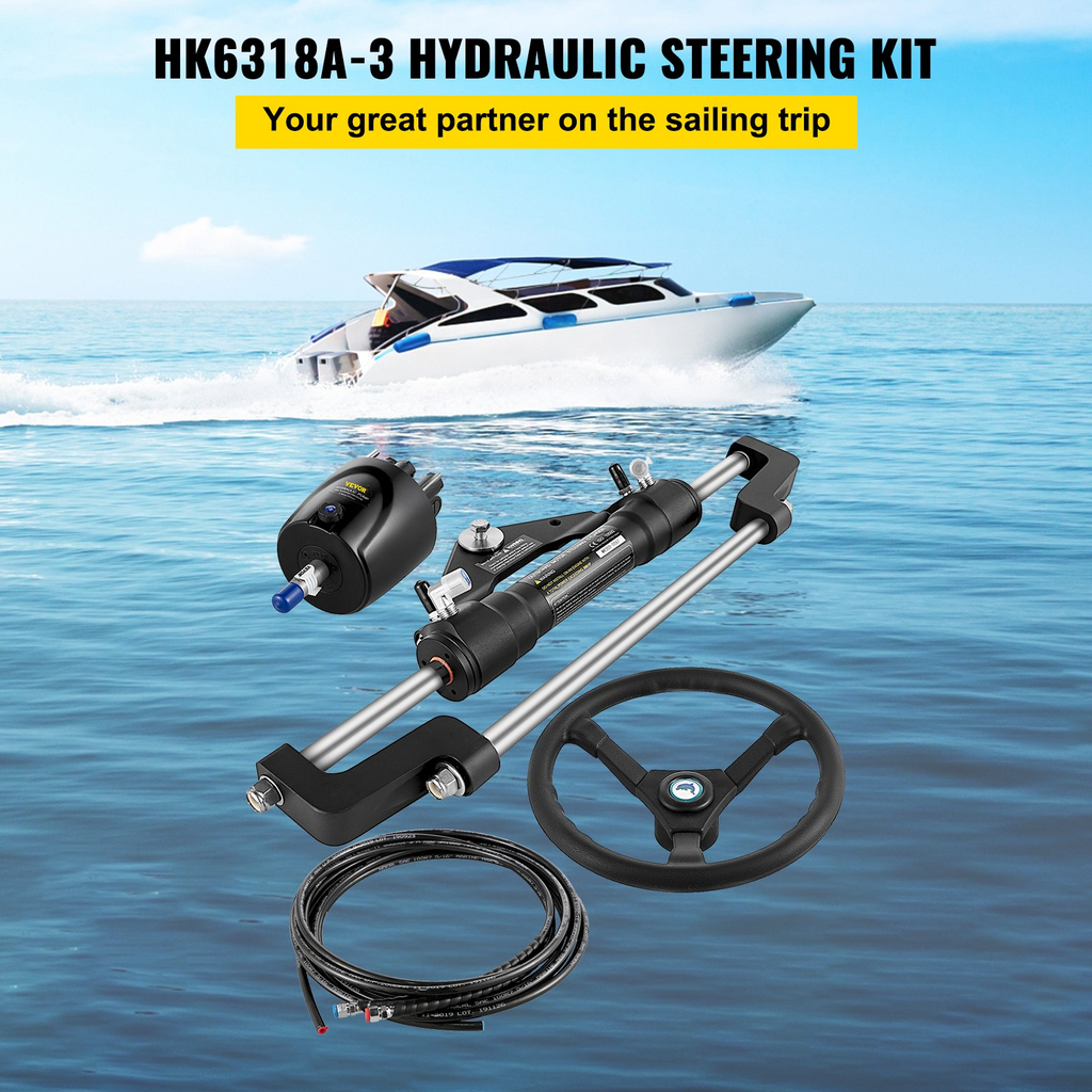 Kit de dirección hidráulica para barco VEVOR  de 300 HP bomba de timón cilindro rueda manguera de 18 pies