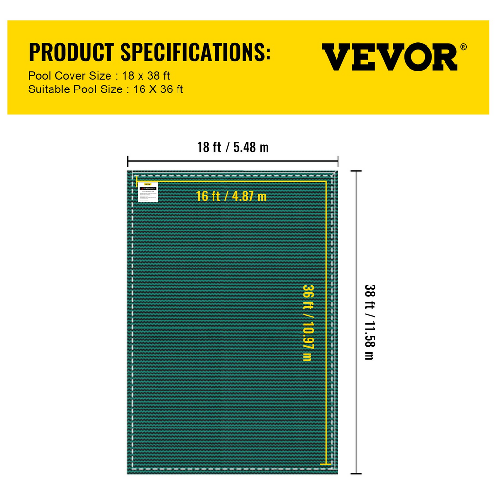 VEVOR - Cubierta de seguridad para piscinas enterradas (16 x 36 pies)