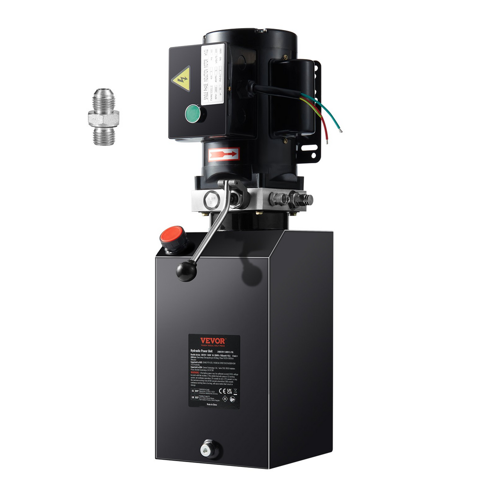 Bomba hidráulica VEVOR, unidad de potencia hidráulica de 15 cuartos, bomba de remolque de volteo de acción simple, caudal de 1,7 GPM, presión de alivio máxima de 3200 PSI, bomba hidráulica de 220 V CA