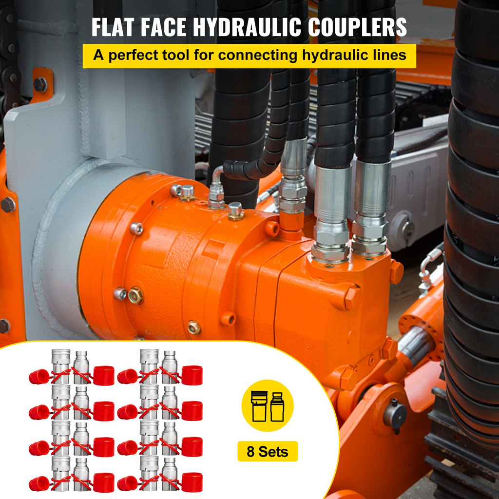 Acoplador de conexión rápida acoplamiento hidráulico 1/2" para minicargadoras VEVOR 1/2" NPT 8 pares 27.6 MPa (ISO 16028)