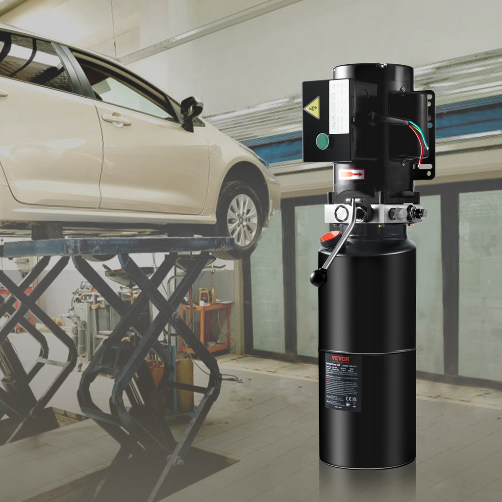 Bomba hidráulica VEVOR, unidad de potencia hidráulica de 10 cuartos, bomba de remolque de volteo de acción simple, caudal de 1,7 GPM, presión de alivio máxima de 3200 PSI, bomba hidráulica de 220 V CA para elevación de automóviles
