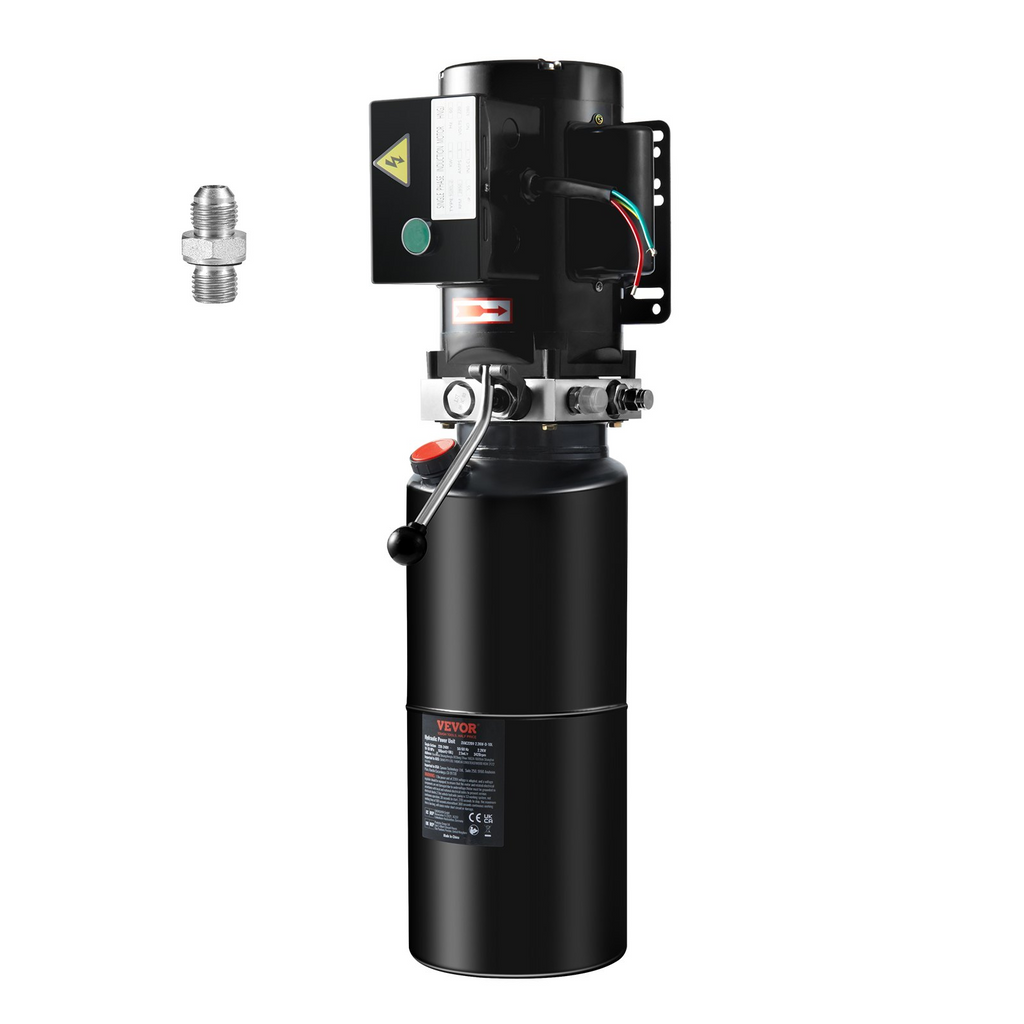 Bomba hidráulica VEVOR, unidad de potencia hidráulica de 10 cuartos, bomba de remolque de volteo de acción simple, caudal de 1,7 GPM, presión de alivio máxima de 3200 PSI, bomba hidráulica de 220 V CA para elevación de automóviles
