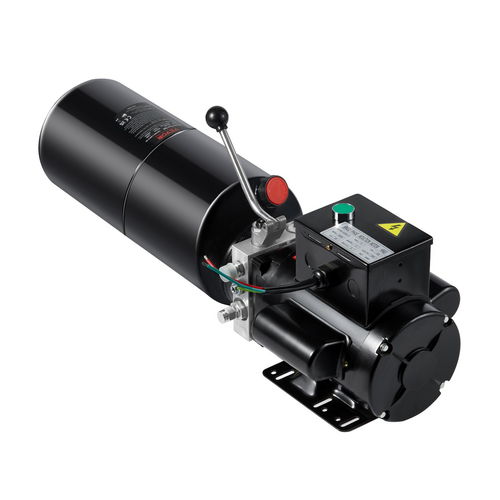 Bomba hidráulica VEVOR, unidad de potencia hidráulica de 10 cuartos, bomba de remolque de volteo de acción simple, caudal de 1,7 GPM, presión de alivio máxima de 3200 PSI, bomba hidráulica de 220 V CA para elevación de automóviles