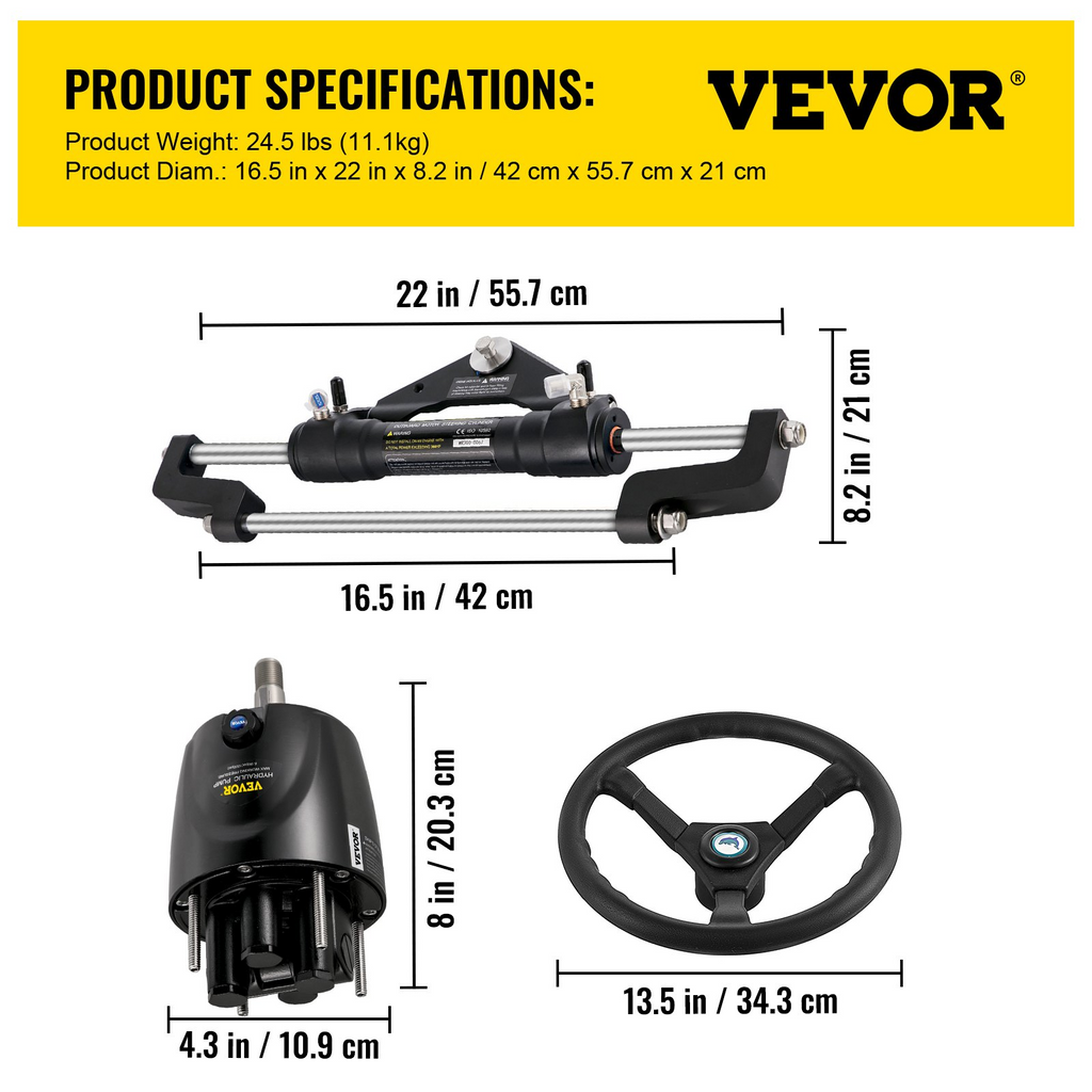 Kit de dirección hidráulica para fueraborda VEVOR de 300 HP