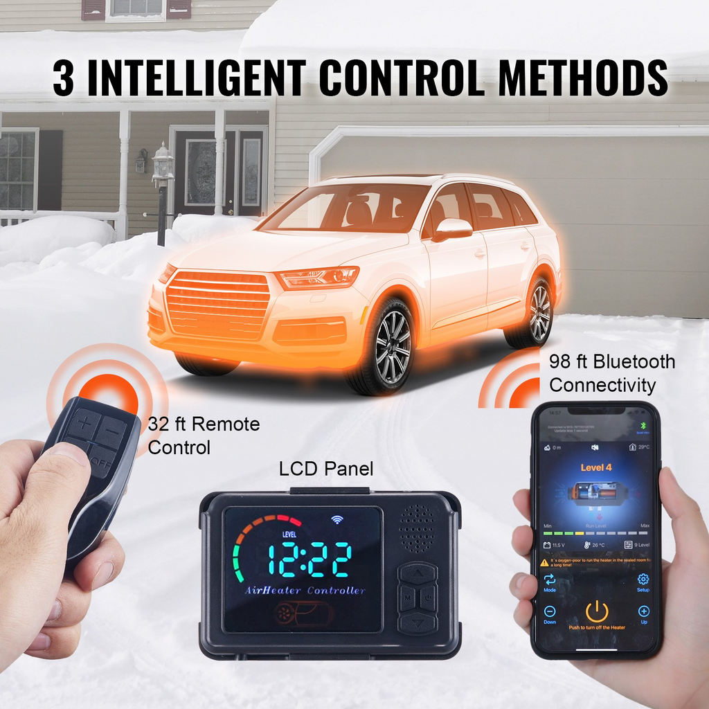 Calentador de aire diésel VEVOR todo en uno 12 V 8 KW aplicación Bluetooth