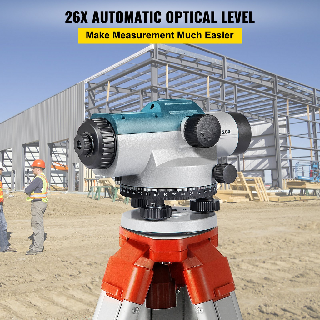 Nivel óptico automático VEVOR 26X IP54  Precisión de nivelación 1/16 "a 100 pies