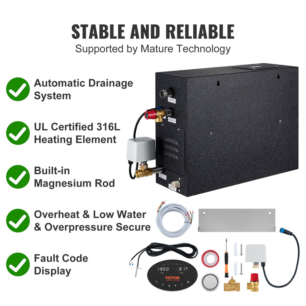 Generador de ducha de vapor VEVOR de 12 KW con temporizador de 24 horas