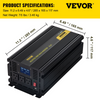 Inversor de corriente VEVOR 2000 W de CC de 12 V a CA de 120 V para automóvil