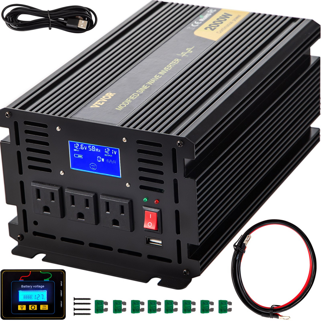 Inversor de corriente VEVOR 2000 W de CC de 12 V a CA de 120 V para automóvil