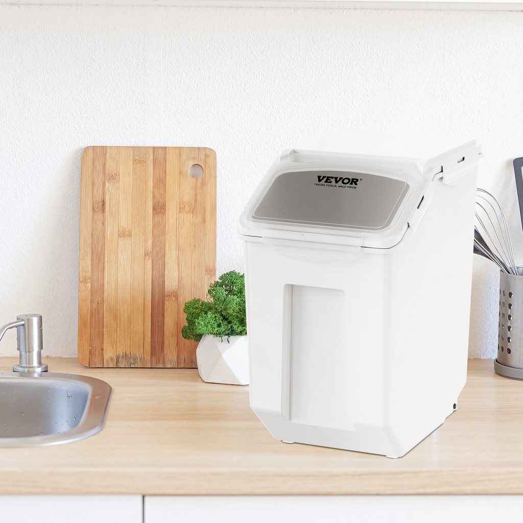 Contenedor de almacenamiento de ingredientes de 15 l con 2 tazas medidoras tapa hermética 2 piezas/juego