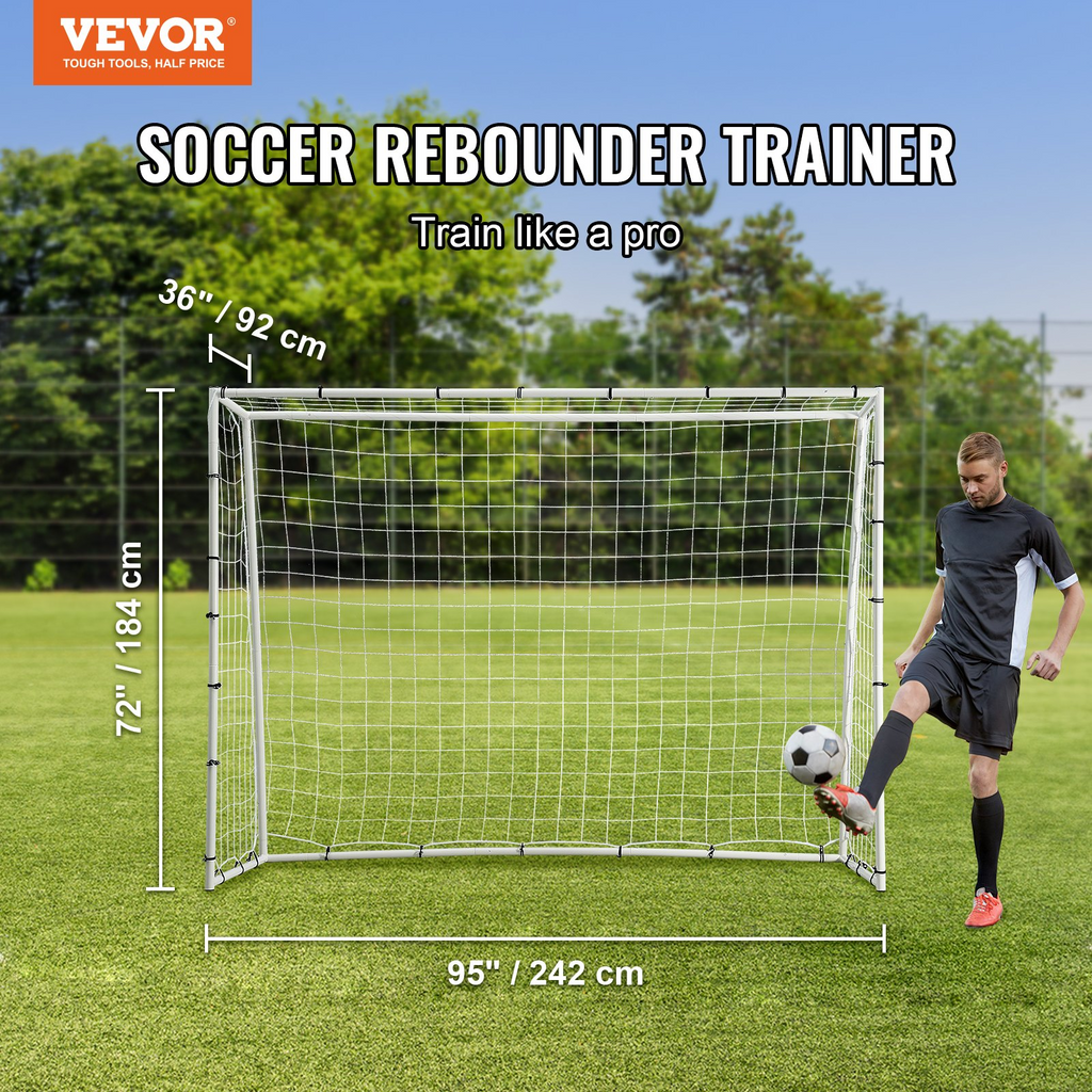 VEVOR - Entrenador de rebote de fútbol equipo de entrenamiento de fútbol de hierro de 8 x 6 pies