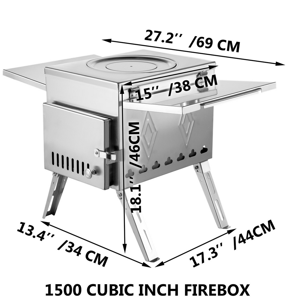 Estufa de leña para tienda de campaña VEVOR de 18,1 x 15 x 27,2 pulgadas