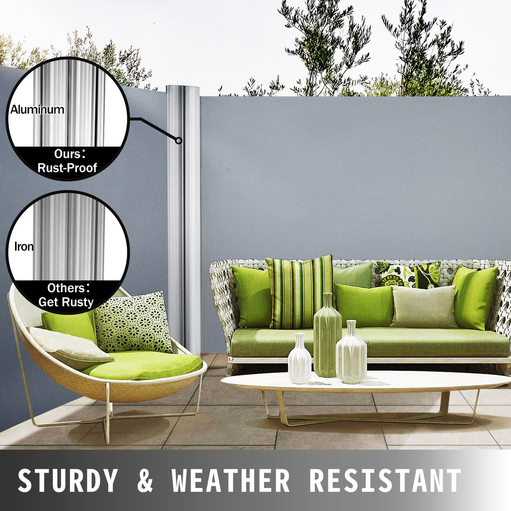 Toldo lateral retráctil VEVOR 63'' x 236'' pantalla solar para patio completamente de aluminio a prueba de óxido