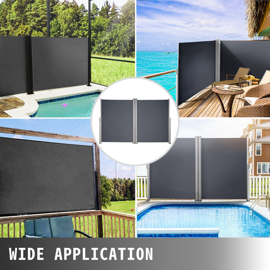 Toldo lateral retráctil VEVOR 63'' x 236'' pantalla solar para patio completamente de aluminio a prueba de óxido