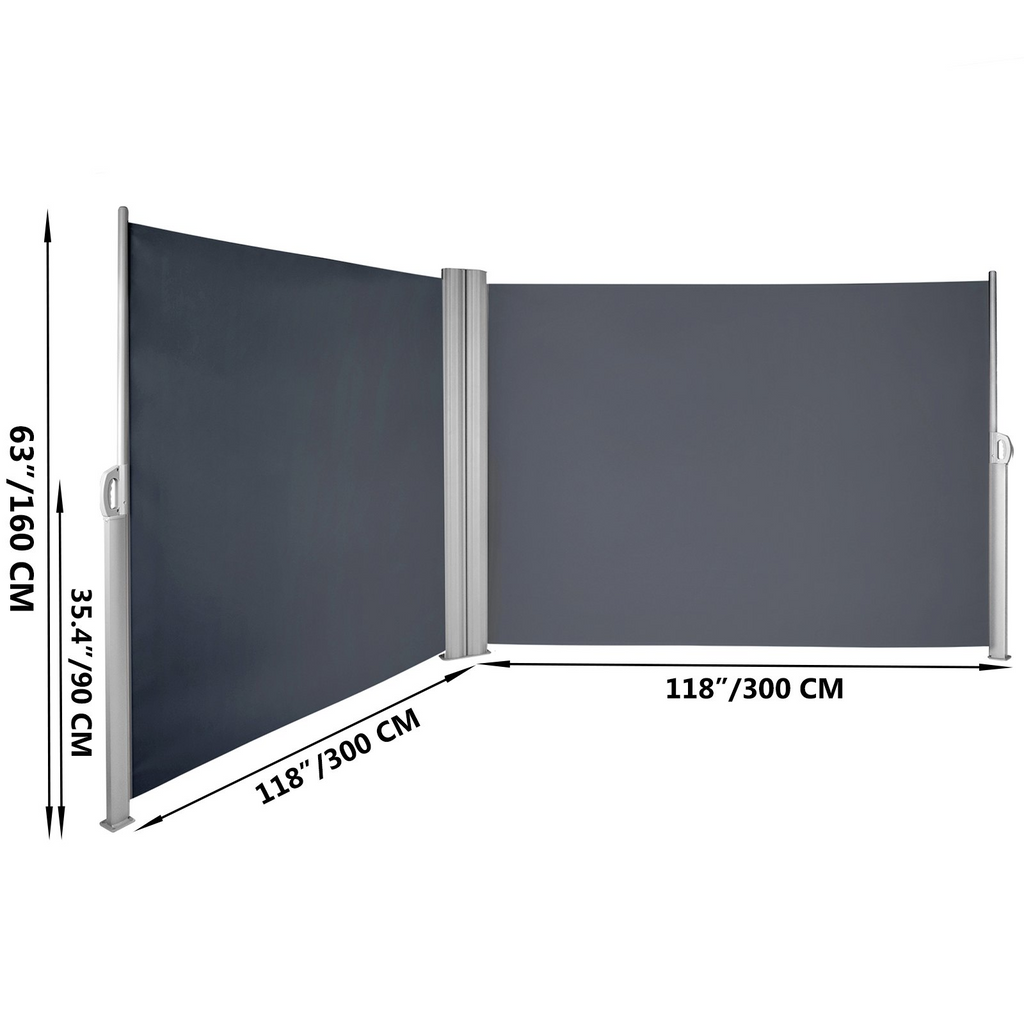 Toldo lateral retráctil VEVOR 63'' x 236'' pantalla solar para patio completamente de aluminio a prueba de óxido