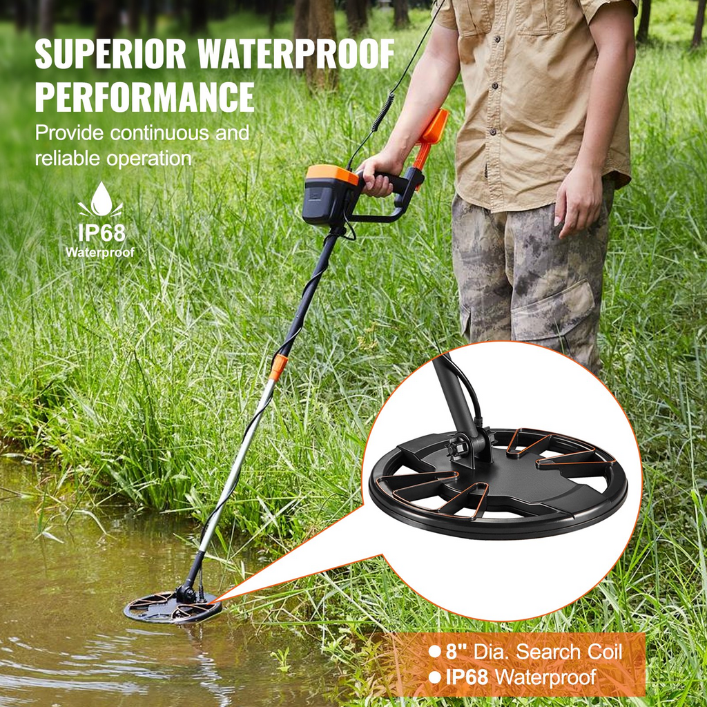 Detector de metales VEVOR para adultos y niños de 8 pulgadas con pantalla de puntero de alta precisión ajustable de 38'' a 49''