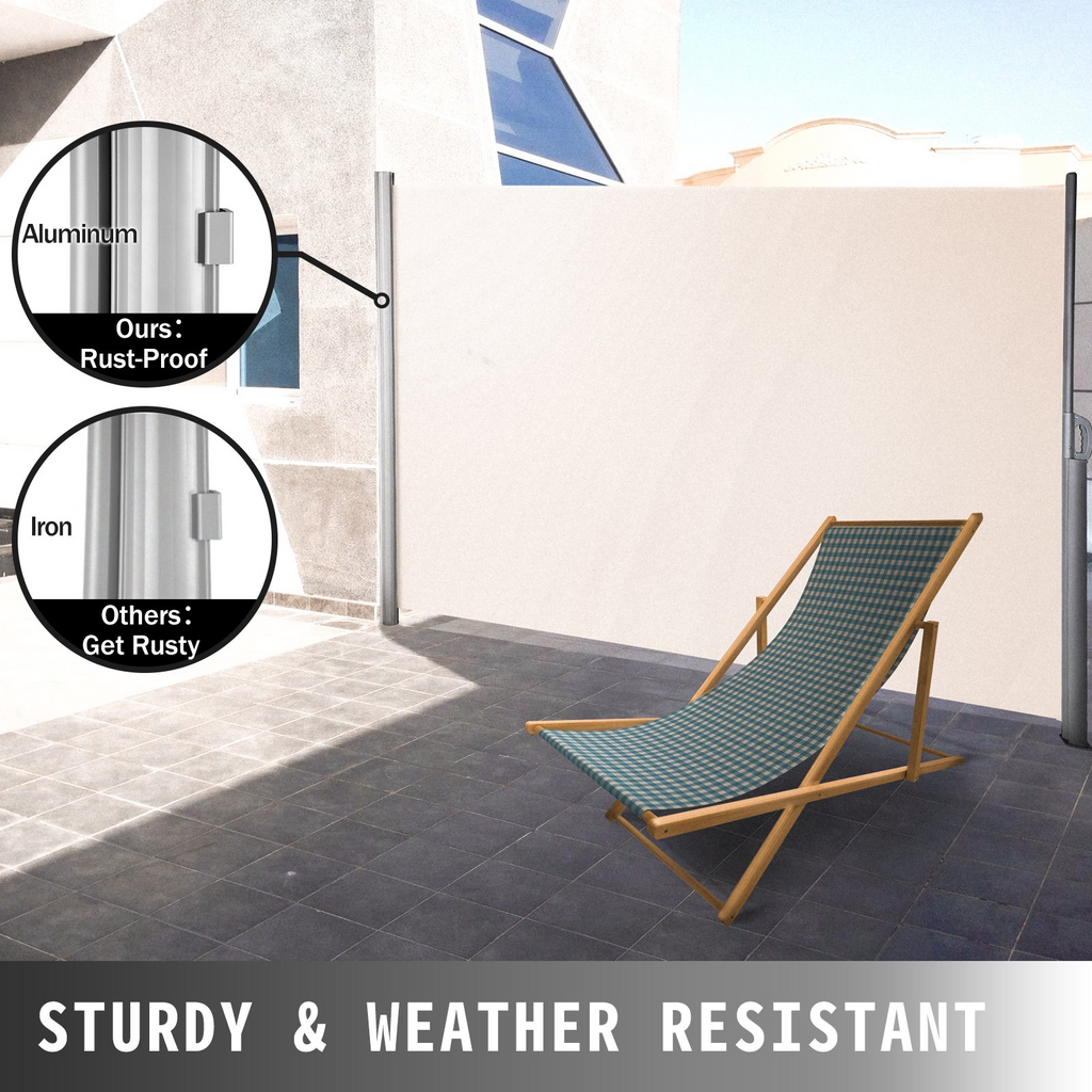 Toldo retráctil beige VEVOR de 180 x 300 cm (71 x 118 in) de aluminio resistente