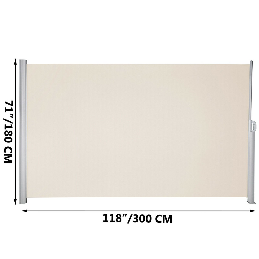 Toldo retráctil beige VEVOR de 180 x 300 cm (71 x 118 in) de aluminio resistente