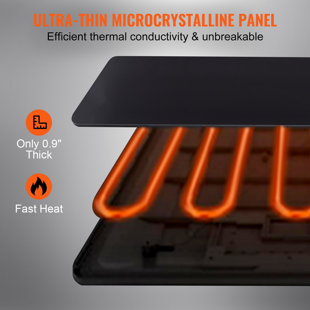 Bandeja calefactora eléctrica VEVOR portátil de vidrio templado de 16,5" x 11" con control de temperatura (65-90 ℃)