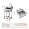 Fregadero de acero inoxidable VEVOR de 1 compartimento incluye grifo y patas 16 x 13 x 8,7 pulgadas