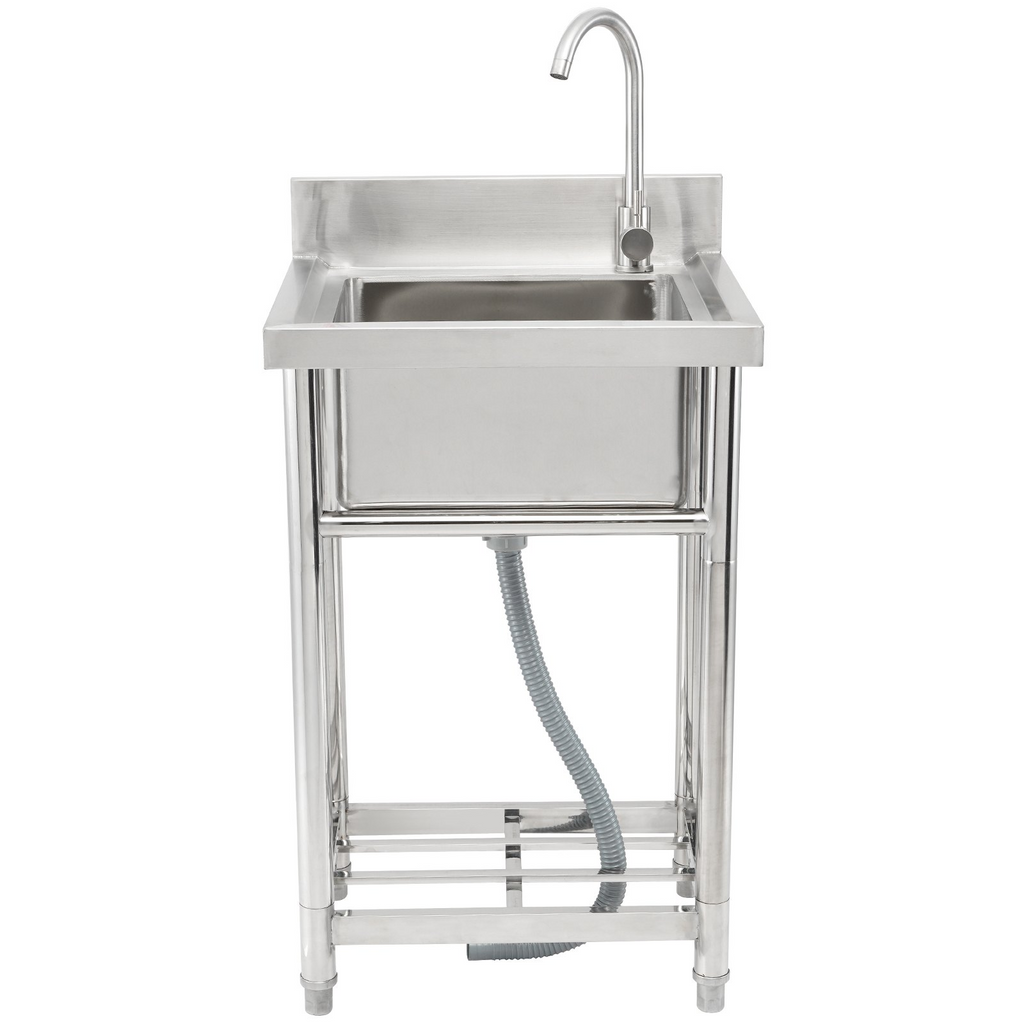Fregadero de acero inoxidable VEVOR de 1 compartimento incluye grifo y patas 16 x 13 x 8,7 pulgadas