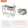 Fregadero de acero inoxidable VEVOR 1 compartimento con grifo de banco de trabajo y patas 47,2 x 19,7 x 37,4 pulgadas