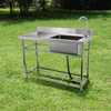 Fregadero de acero inoxidable VEVOR 1 compartimento con grifo de banco de trabajo y patas 47,2 x 19,7 x 37,4 pulgadas
