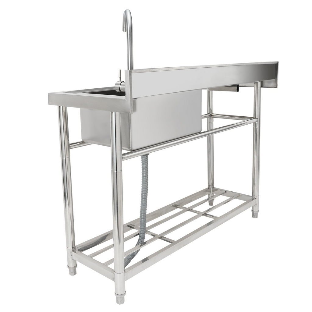 Fregadero de acero inoxidable VEVOR 1 compartimento con grifo de banco de trabajo y patas 47,2 x 19,7 x 37,4 pulgadas