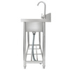 Fregadero de acero inoxidable VEVOR 1 compartimento con grifo de banco de trabajo y patas 47,2 x 19,7 x 37,4 pulgadas