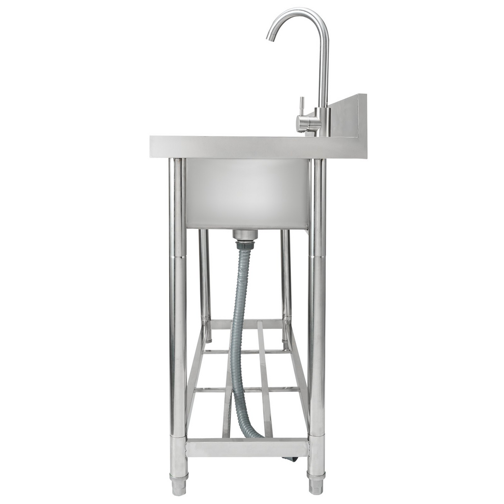Fregadero de acero inoxidable VEVOR 1 compartimento con grifo de banco de trabajo y patas 47,2 x 19,7 x 37,4 pulgadas